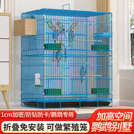 鸟笼子家用鸟别墅虎皮鹦鹉笼玄风牡丹笼加高折叠金属笼易携带收纳