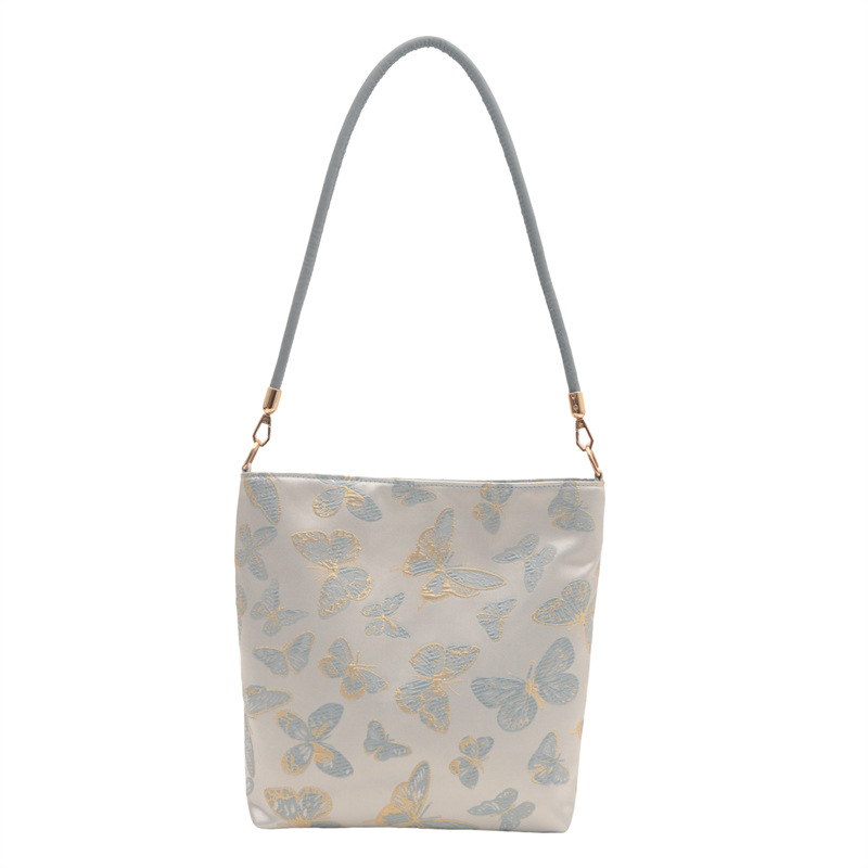 Elegante bordado de seda dorada de alta calidad bambú mariposa nuevo estilo 2024 nuevo estilo chino bolso debajo de la axila