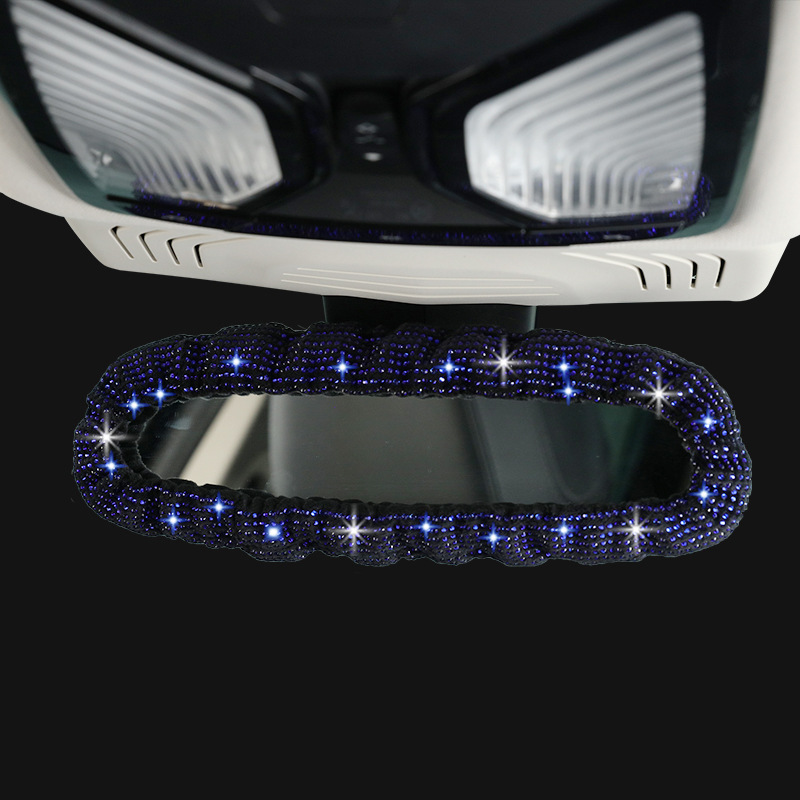 Suministro transfronterizo de diamantes de imitación completo diamante coche retrovisor espejo cubierta diamante-incrustado coche de moda interior espejo retrovisor cubierta interior