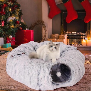 S 97766 Fluffy Foldable Donut Cat Tunnel ����؈�����C ��