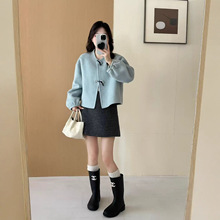 2025新款盘扣国风外套小个子双面羊毛呢短款秋冬百搭大衣女纯羊毛