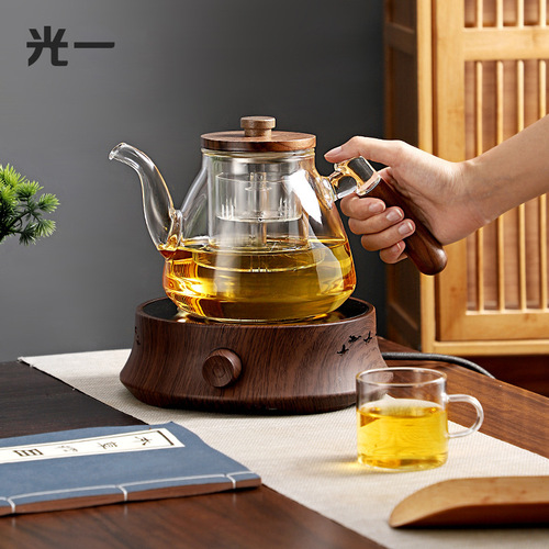 5ZV7 electric ceramic stove glass teapot household steaming tea set fruit flower teapot high temperature resistant tea set tea stove set