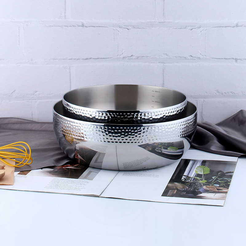 COOKONE 18 / 10 acero inoxidable engrosado martillo y cuenca de preparación de verduras cuenca de sopa cuenca de olla caliente cuenca multifuncional