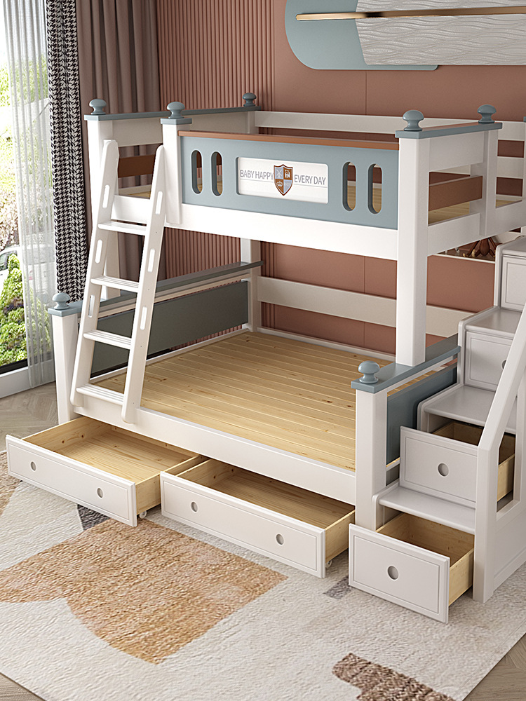 Solid Wood Children's Bed Small Apartment Bunk Bed Home Low and High Bed Multi-functional Up and Down Bed Adult Up and Down Bunk Bed Mother and Child Bed