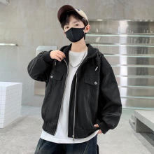 男童秋季外套2025新款今年流行爆款大童秋装帅气小男孩纯色皮衣潮