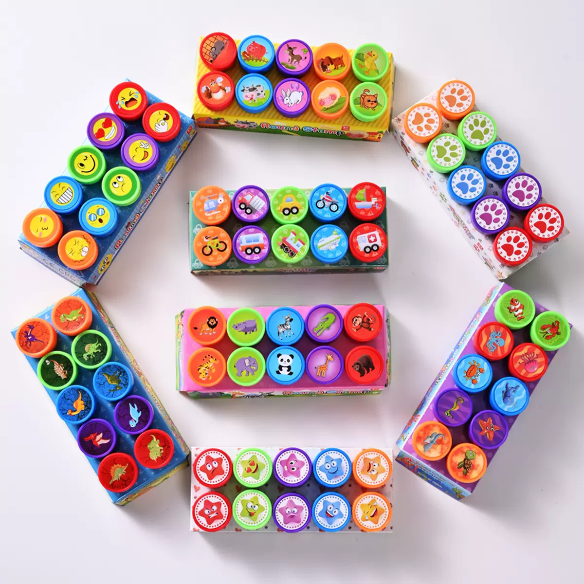 10个卡通印章可爱儿童动物印章幼儿教师奖励盖章创意表扬印章盒装