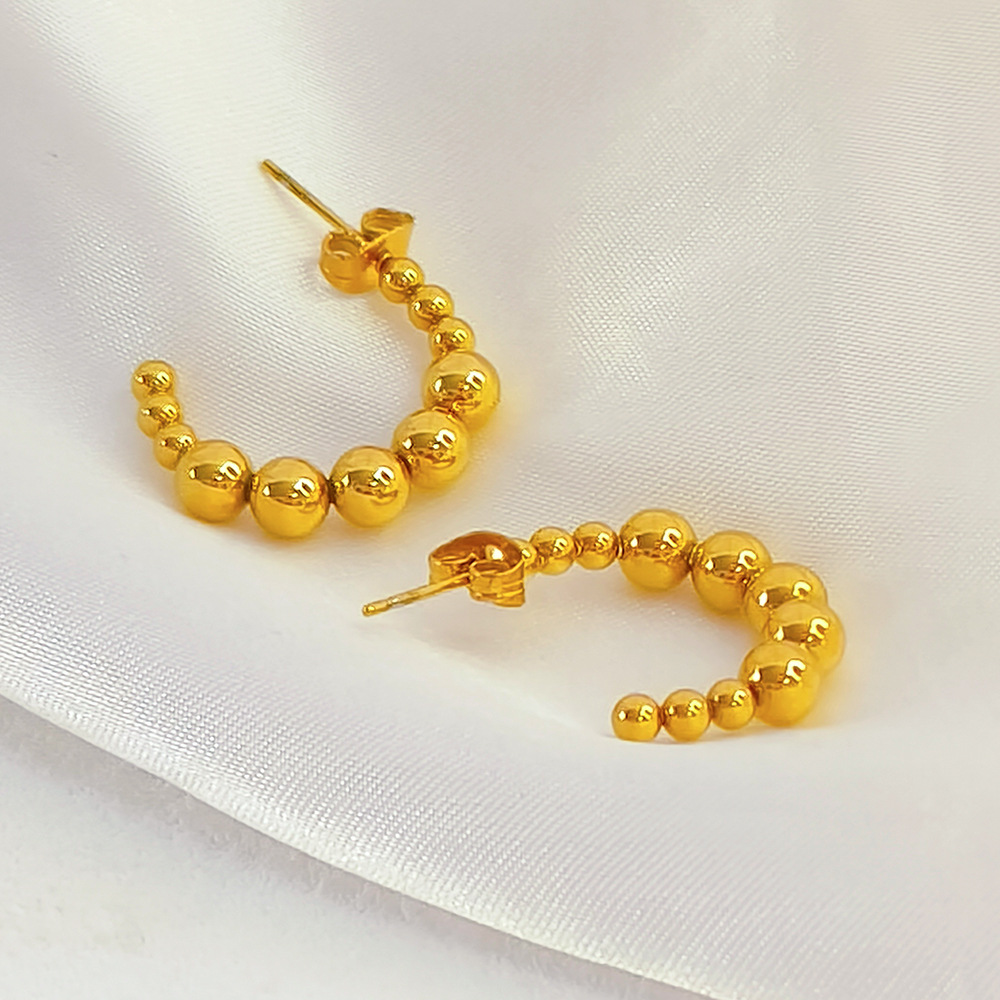 Plating Design Simple Style Style 1 Pair Simple Style C Shape Plating Stainless Steel 18k Gold Plated Ear Studs