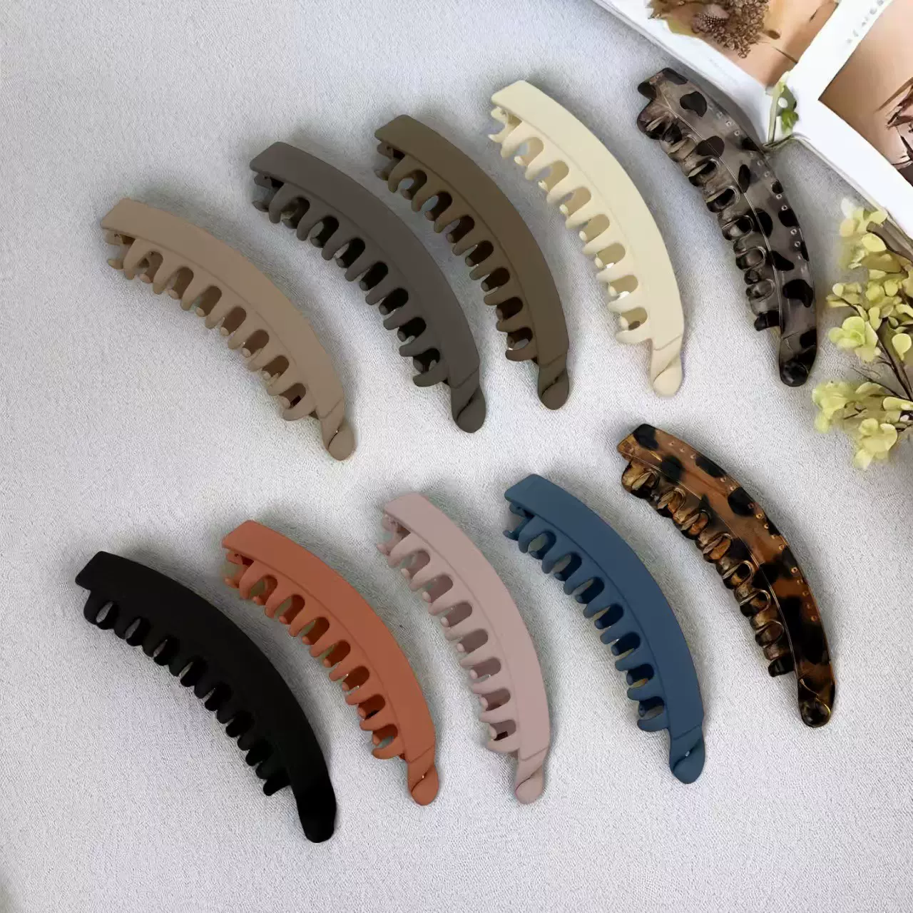 十一公分亚克力发量多牢固带齿香蕉夹韩国磨砂彩色马尾夹简约发饰