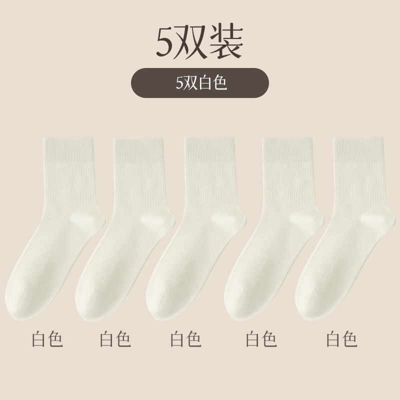Combination B(5 pairs of white) / One size fits all (39-43)