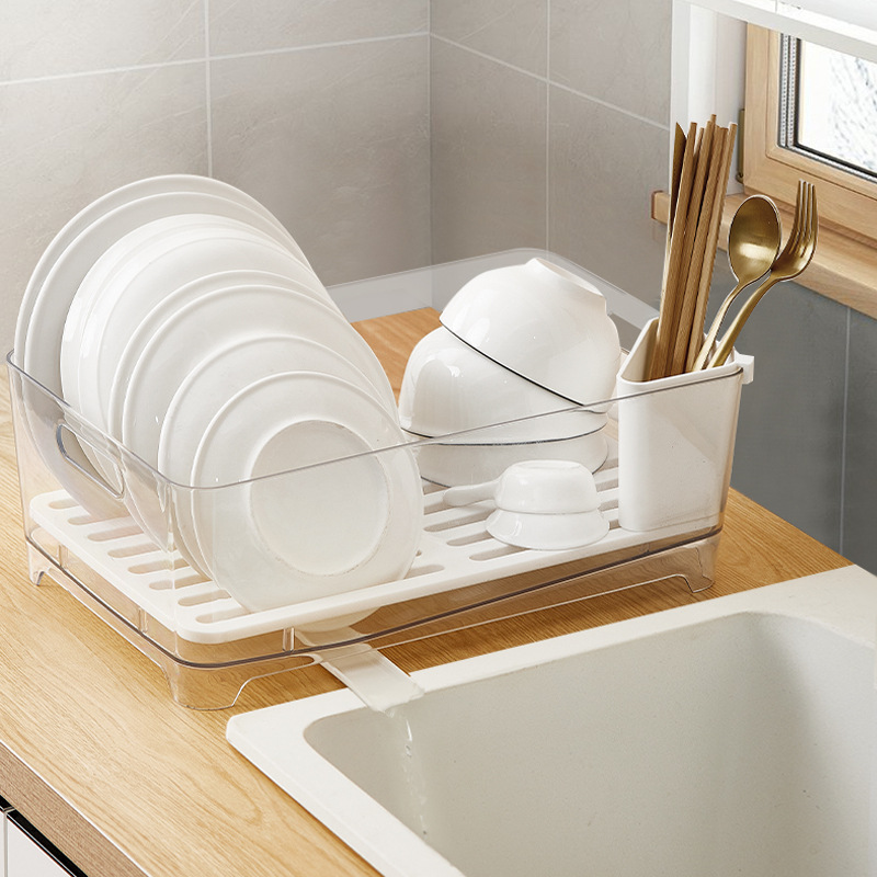 PETThickened Drain Bowl Rack Kitchen Dish Rack Drain Rack Plastic Leaking Dish Rack Filter Water Drying Bowl And Chopstick Rack