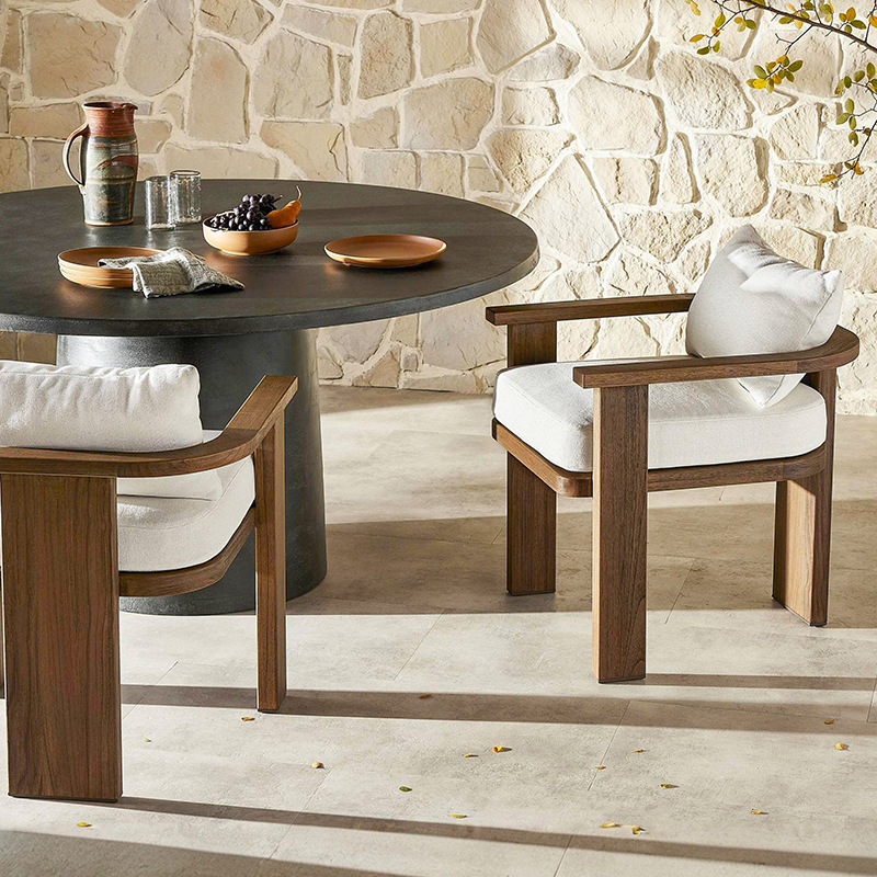 Mesa y silla de madera maciza al aire libre patio chalet silla de ocio mesa larga alojamiento residencial jardín al aire libre terraza tabla de teca