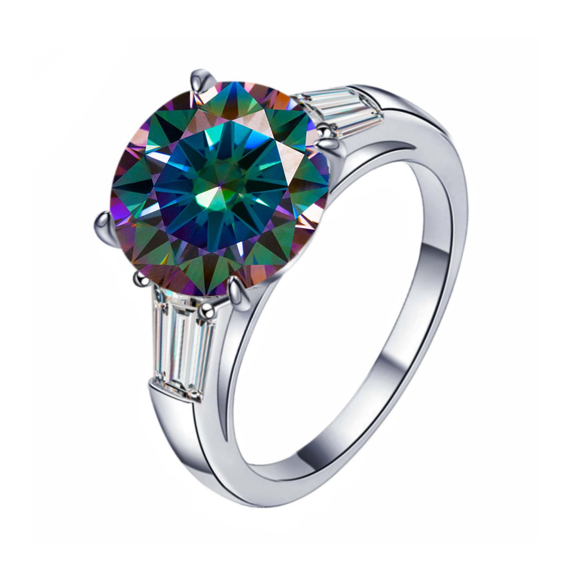 S925 plata esterlina de 5 quilates anillo de piedra de moissan, anillo de compromiso elegante de alta calidad