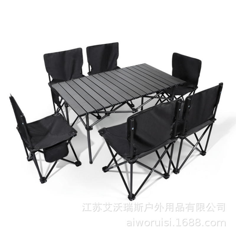 블랙 7 피스 세트 (중간 의자가있는 95cm 테이블)