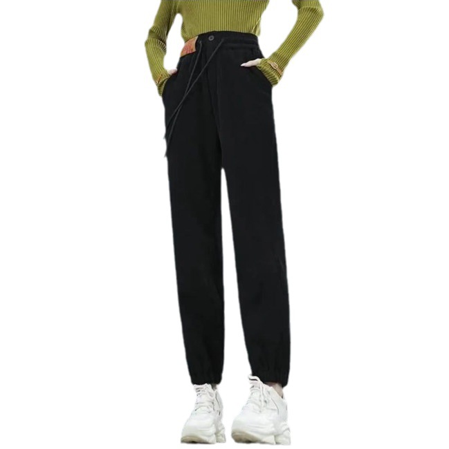 Lana forrada de pana engrosada Otoño e Invierno de cintura alta caliente casual tobillo-atado deportes harem Pantalones ropa de mujer image 7