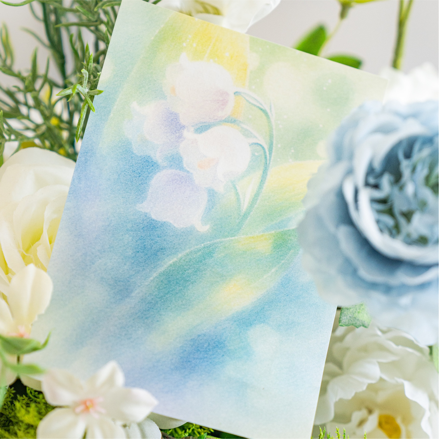 Papel de material de papel kraft blanco Mo Moonflower Colgante de luna Serie de sueño de flores Ilustración de mascotas lindo Papel de material de base de cuenta manual