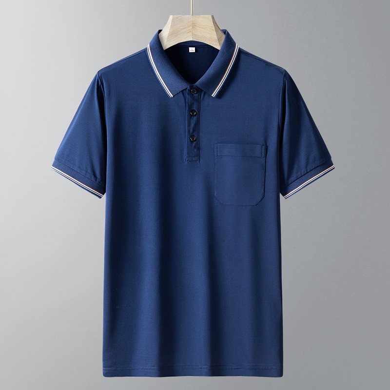 Verano hombre de mediana edad camiseta de manga corta de secado rápido con solapa comercial polo camiseta hombre media manga suelta papá abuelo ropa