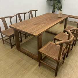老榆木大板桌复古长方桌子吧台案台实木餐桌茶桌莫比恩书桌办公桌