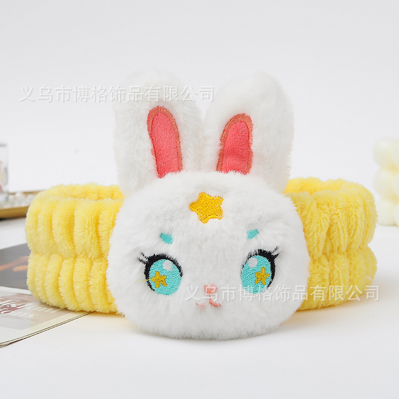 2023 nuevo estilo banda de pelo dibujos animados lindo conejito pelo banda chica corazón cara lavado maquillaje máscara adecuado