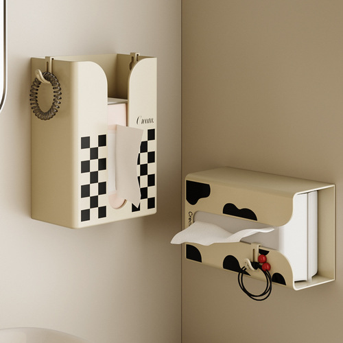 Bathroom wall-mounted tissue box toilet tissue face towel storage rack no punching upside down hanging tissue storage box