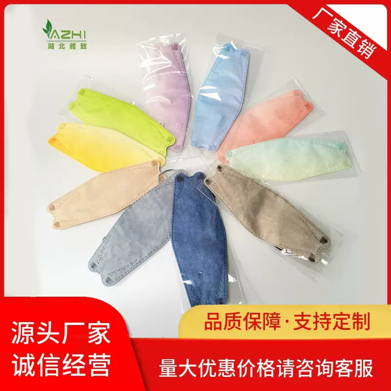 成人3D立体鱼嘴型防护口罩KF94渐变彩色印花口罩四层独立包装保暖
