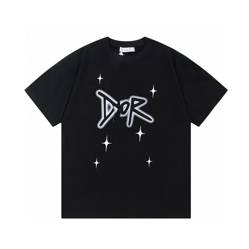 クロスボーダー 25ssCD ホームファッションブランド春夏新作落書きペイントレタープリントユニセックス純綿半袖Tシャツ|undefined