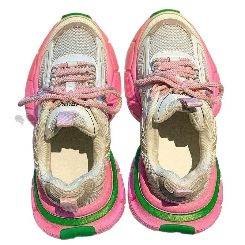 Мужские? женские? The input says Dad shoes women's autumn breathable popular casual 2025 new early autumn mesh soft sole running white sneakers