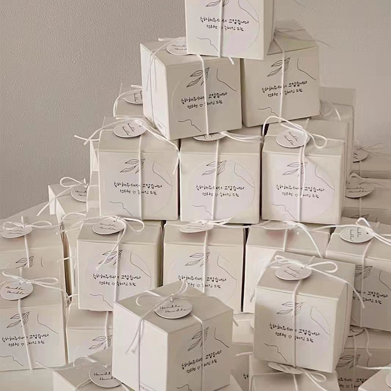 文艺可爱风白卡纸自制香薰蜡烛包装盒不含蜡烛包装空盒定制
