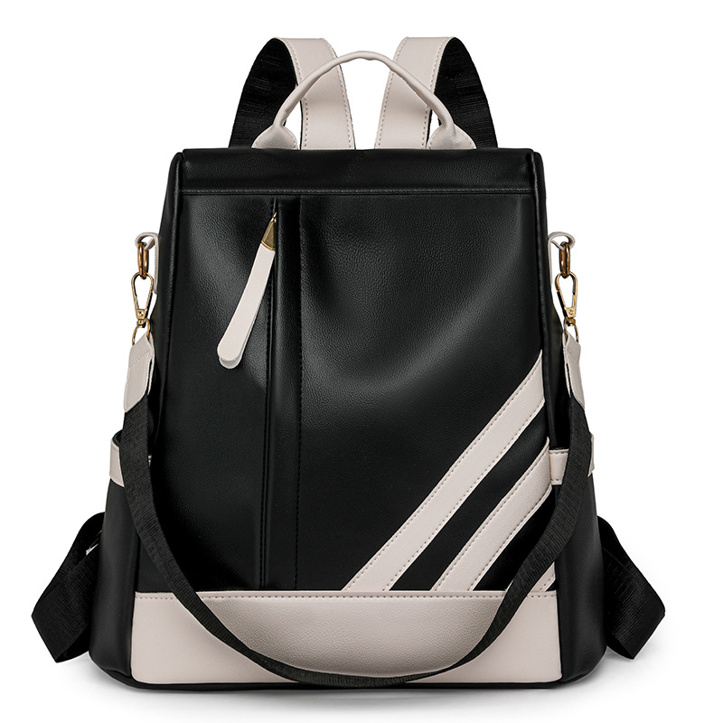 Mochila antirrobo para mujer 2024 nueva moda en contraste color para mujer mochila de cuero suave para desplazamientos urbanos mochila multiusos