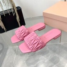 MM家跨境欧美毛夏季女拖鞋居家轻便女鞋一字平底平底沙滩一体鞋女