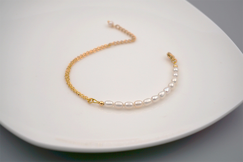 Simple Style Solid Color Pearl Titanium Steel Handmade Bracelets 1 Piece