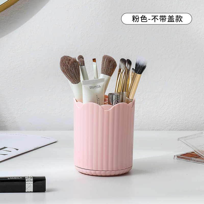 Caja de almacenamiento de cepillo de maquillaje de escritorio lápiz labial de gran capacidad caja de almacenamiento de cosméticos transparente giratoria estante de almacenamiento de artículos