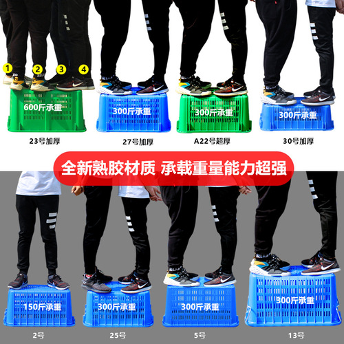 Turnover basket plastic rectangular thickened plastic frame hollow plastic basket vegetable basket large size storage fruit basket blue frame