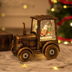 2024新型越境クリスマスに水を追加したトラクターの置物