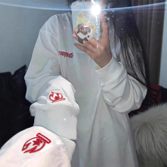 小火苗卫衣男圆领春秋打底衫美式高街刺绣设计感重磅纯棉长袖T恤