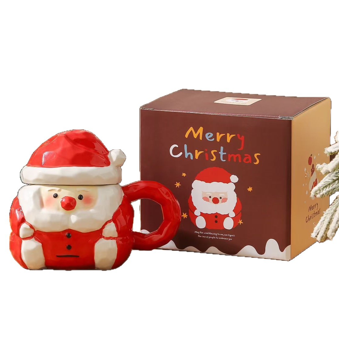 Nueva taza de Papá Noel de cerámica lindo regalo de Navidad creativo dibujos animados taza de agua de cerámica pintada a mano taza de Mark