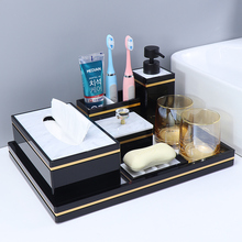 天台华莲高档卫浴洗漱杯套装浴室用品酒店洗手台托盘五件洗手液瓶