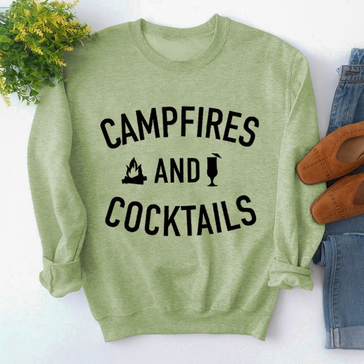 Amazon deseo Otoño e Invierno ropa de las nuevas mujeres fogatas y cócteles carta impreso suéter