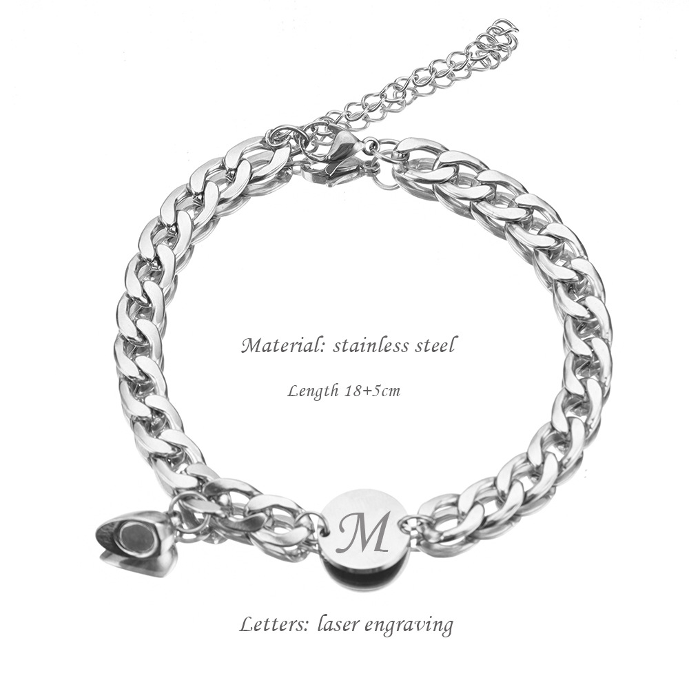 25g Weight Vacation Classic Style Solid Color Titanium Steel Cuban Link Chain Curb Chain Bracelets In Bulk
