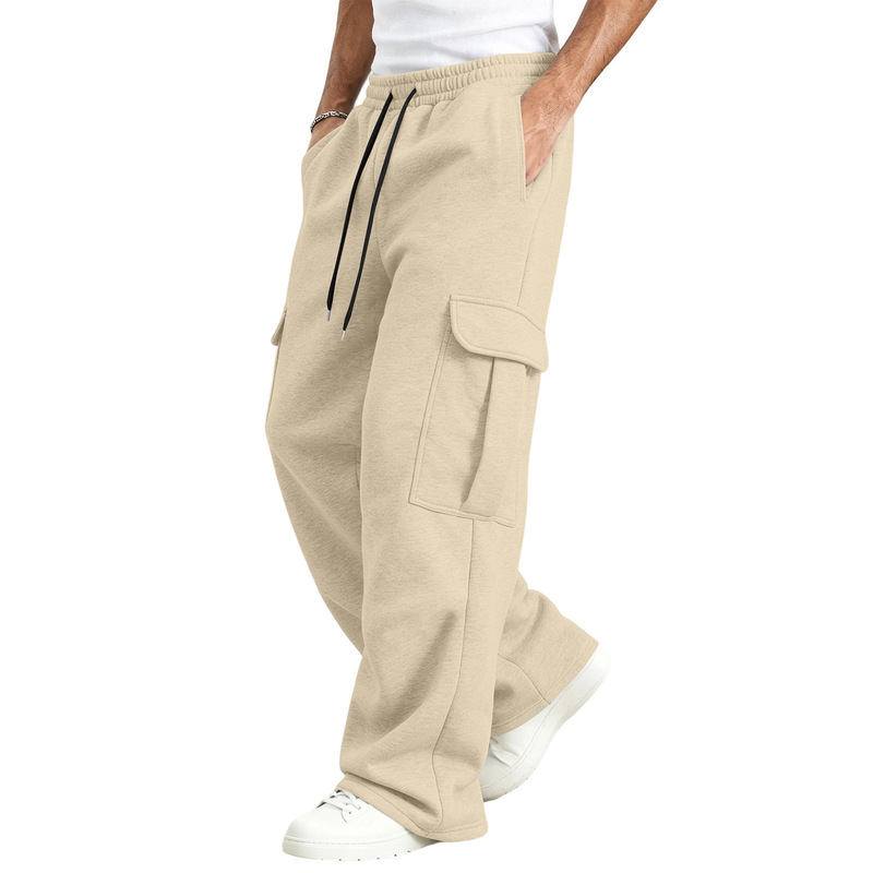 Cross-border Amazon American-style loose-fit straight-leg wide-leg pants, work pants, casual fleece-lined Japanese sweatpants, 220 grams