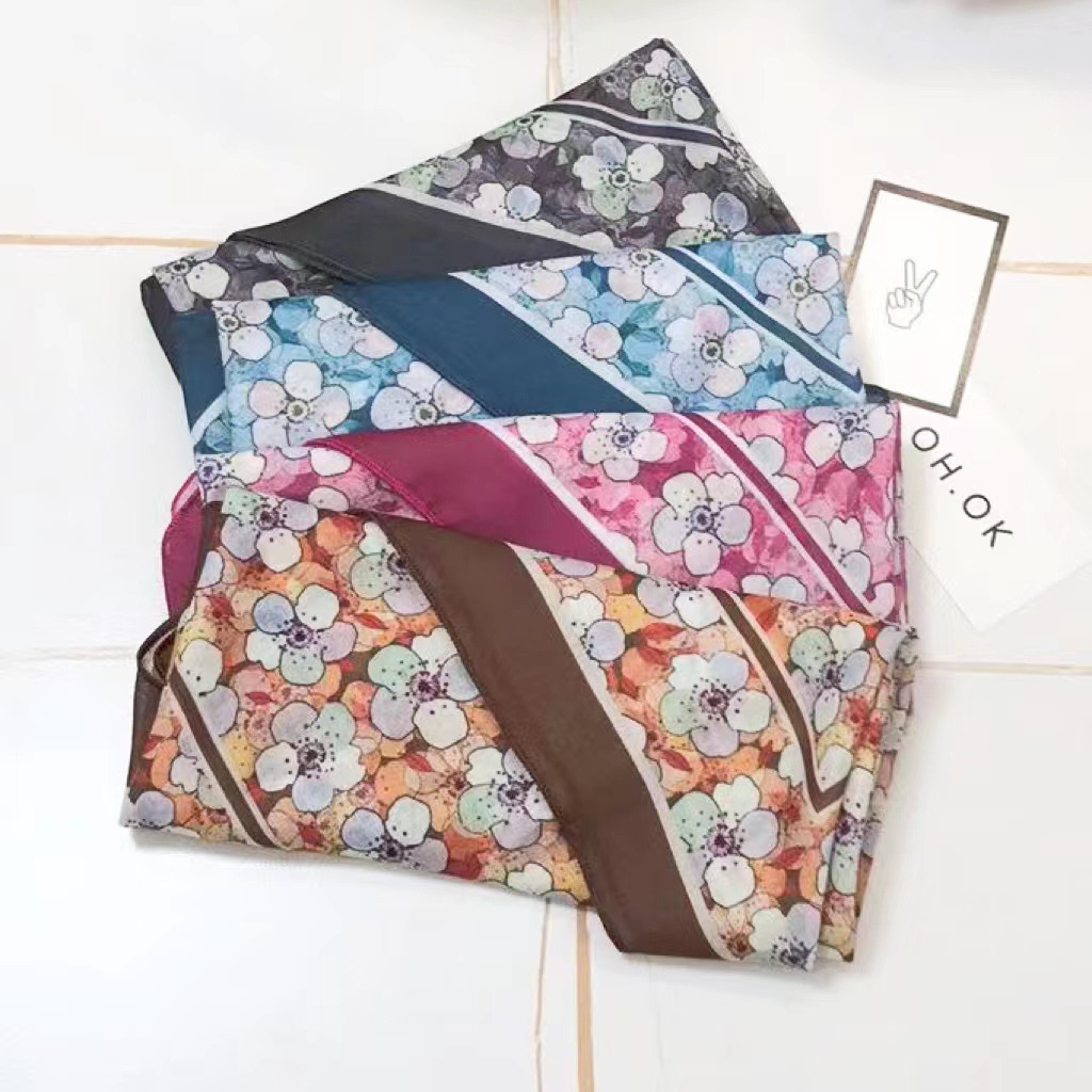 60g Weight Kerchief Classification Daily Occasion cotton and linen Material Flower Pattern Summer Season Women's Gender IG Style Style Women's IG Style Flower Cotton And Linen Kerchief 132