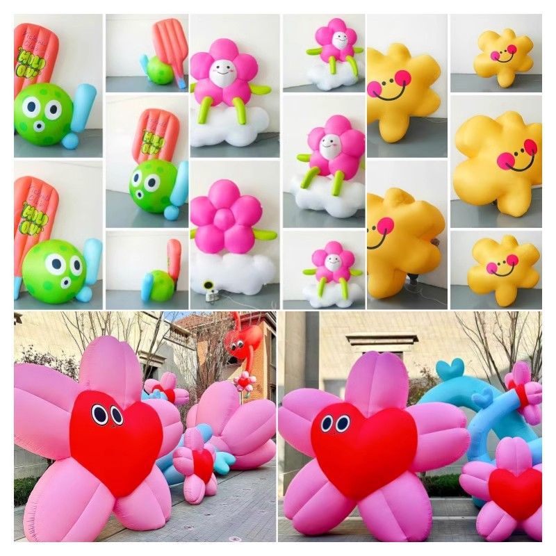 【包邮】大型网红充气卡通气模个性网红气模发光花朵水果商场美陈