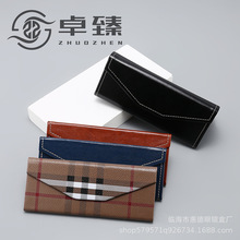 眼镜盒 格子牛皮纸蛇皮纹苏格兰三角折叠眼镜盒太阳镜盒 可印LOGO