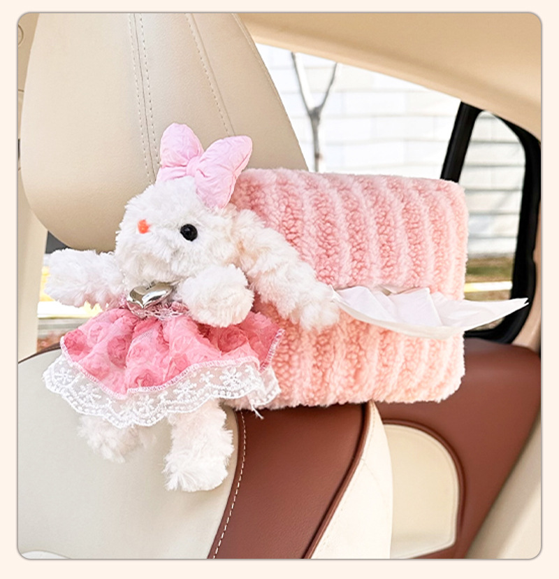 Cute Cartoon Car Tissue Box, Multifunctional Hanging Tissue Holder, Internet-Famous Doll Car Tissue Hanging Bag