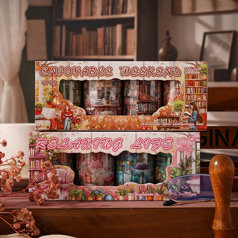 Exclusive Time Series Caja de juego de cinta de pet impermeable transparente Cuenta de mano retro transfronteriza Etiqueta engomada de material de paisajismo de bricolaje