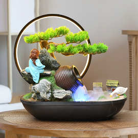 中式创意小假山循环流水喷泉招财摆件办公室客厅玄关桌面装饰礼品