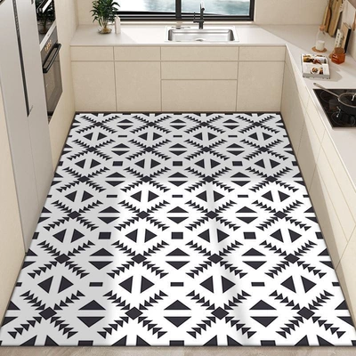 Avtomobil döşəmə paspasları — Floor Mat Wipeable Full Balcony - black-and-white-triangle-50x80cm-size-small-careful-shooting