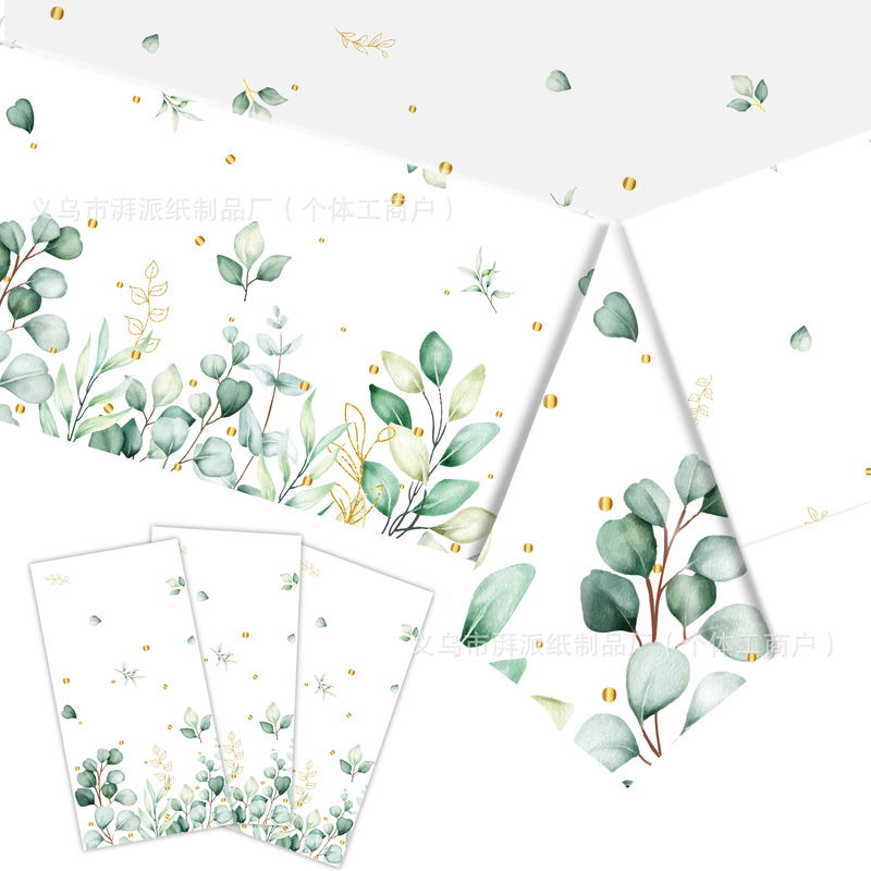 Eucalyptus Sage Baby Bath Theme Disposable Tablecloth Meal Holiday Birthday Party Decoration Supplies
