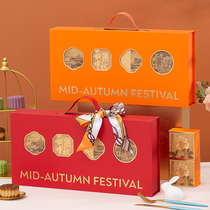 2025年中秋月饼包装盒手提月饼盒批发6粒8粒中秋月饼盒高级礼盒