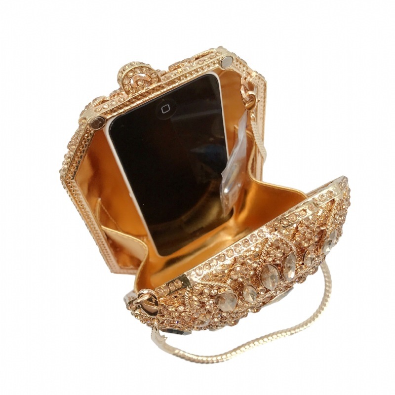 * Bolsa de diamantes AliExpress transfronteriza bolsa de diamantes metálica hueca bolsa de cena vestido de fiesta de damas bolsa de diamantes de oro