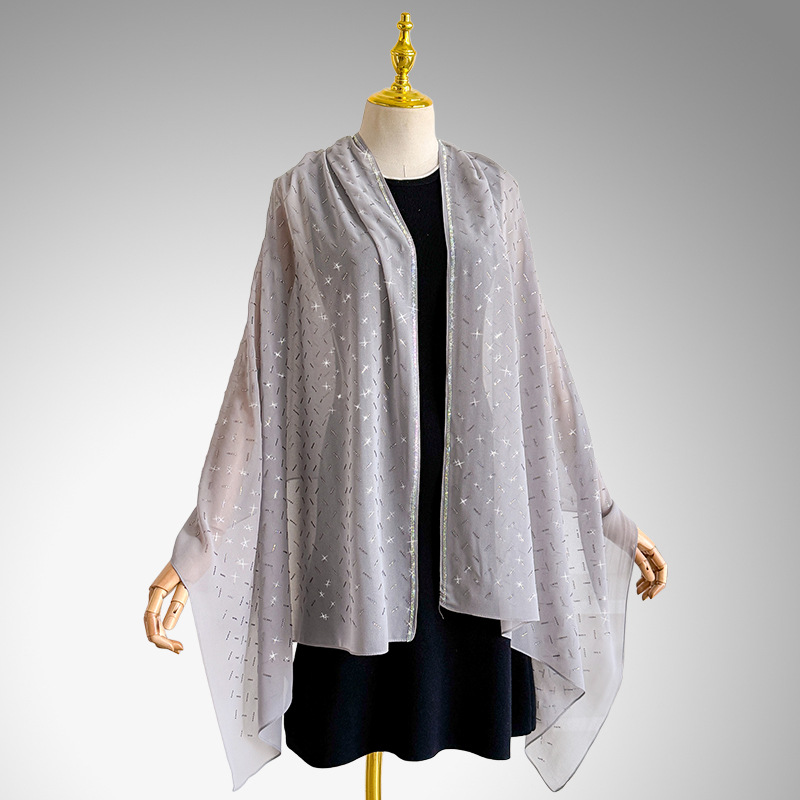 Elegante lichtgewicht chiffon sjaal voor dames met strass_voghion.com